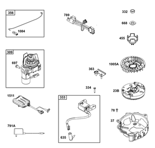 Flywheel, Ignition, And Starter Group Diagram and Parts List for 104M05-0037-H5 100000 - 19Z999 Briggs and Stratton Engine
